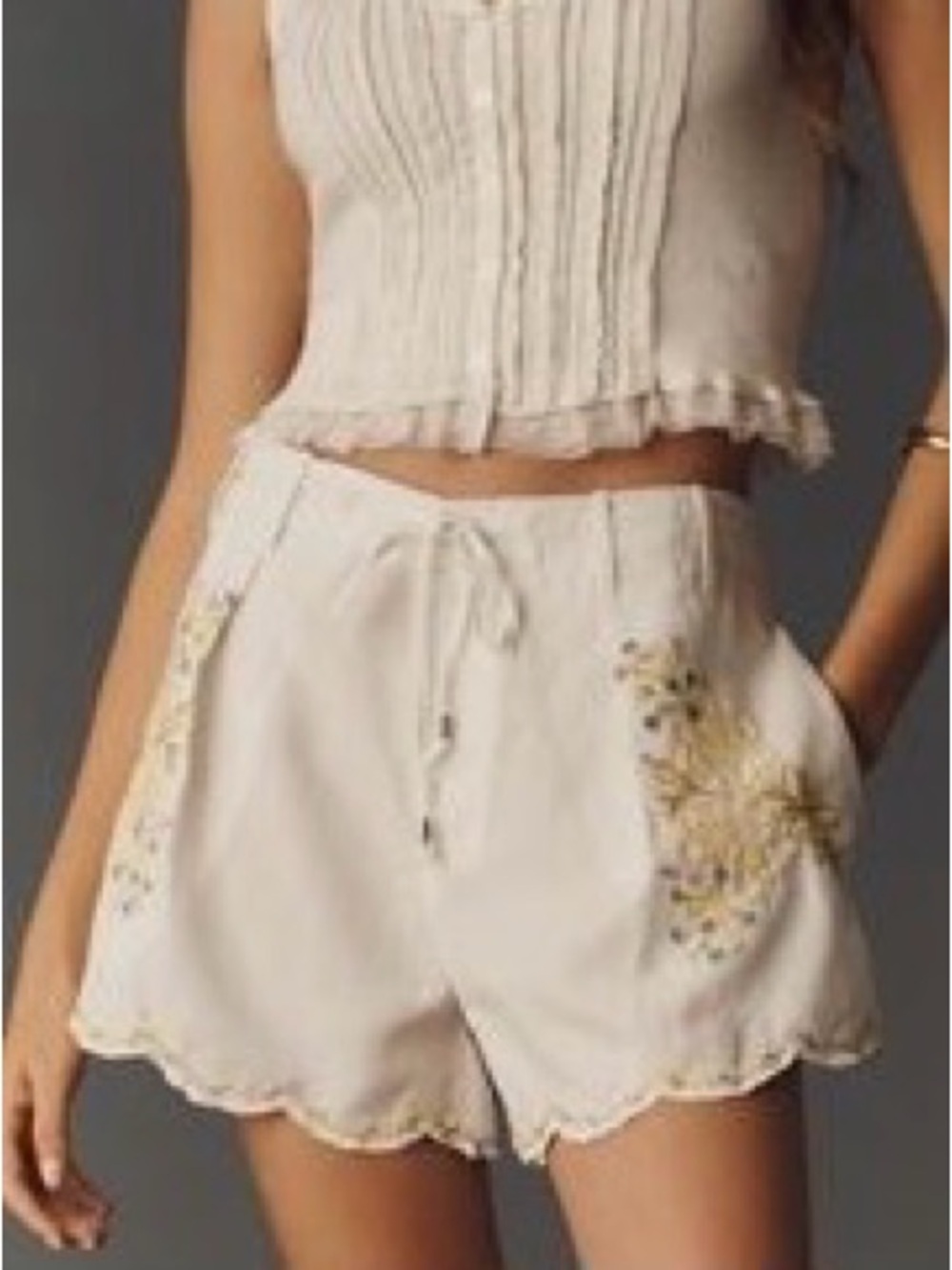 NWT Anthropologie Scallop Hem Embroidered Shorts